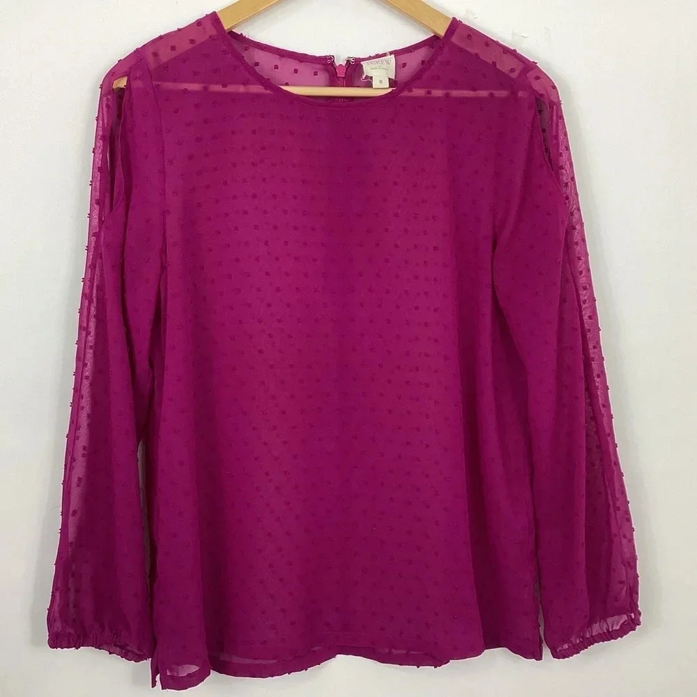 J. Crew Cold Shoulder Clip Dot Blouse Size Small